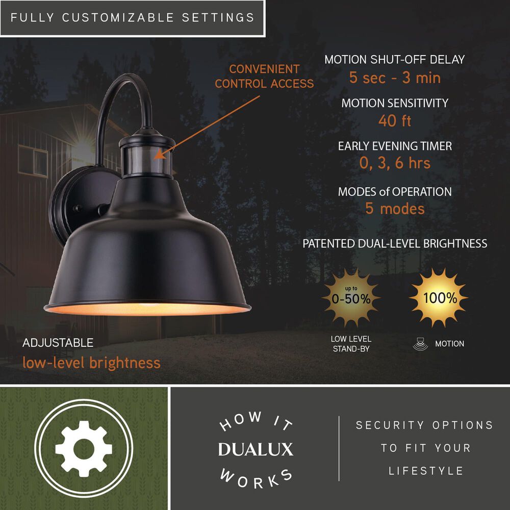 Vaxcel Cody 1-Light Outdoor Motion Sensor Wall Sconce in Dark Bronze and Light Gold, , large