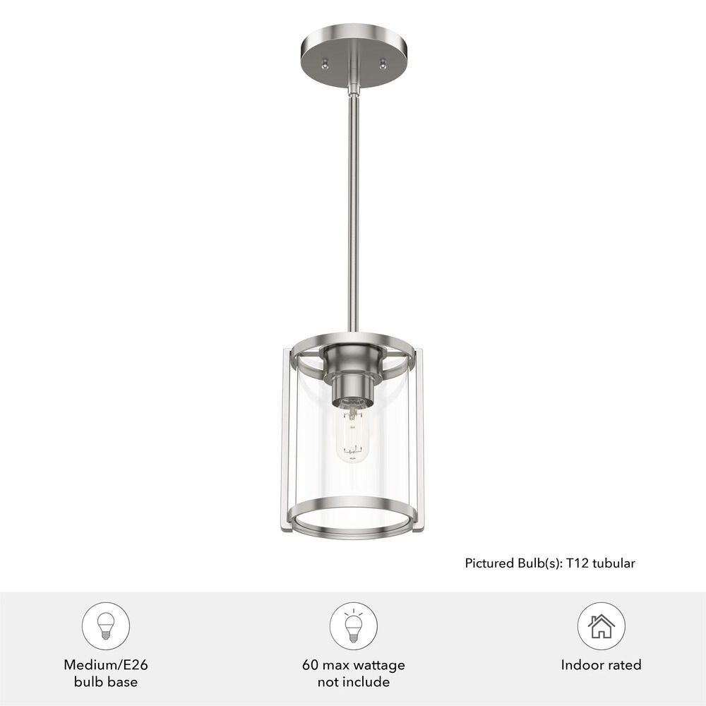Hunter Astwood 1-Light Mini Pendant in Brushed Nickel, , large