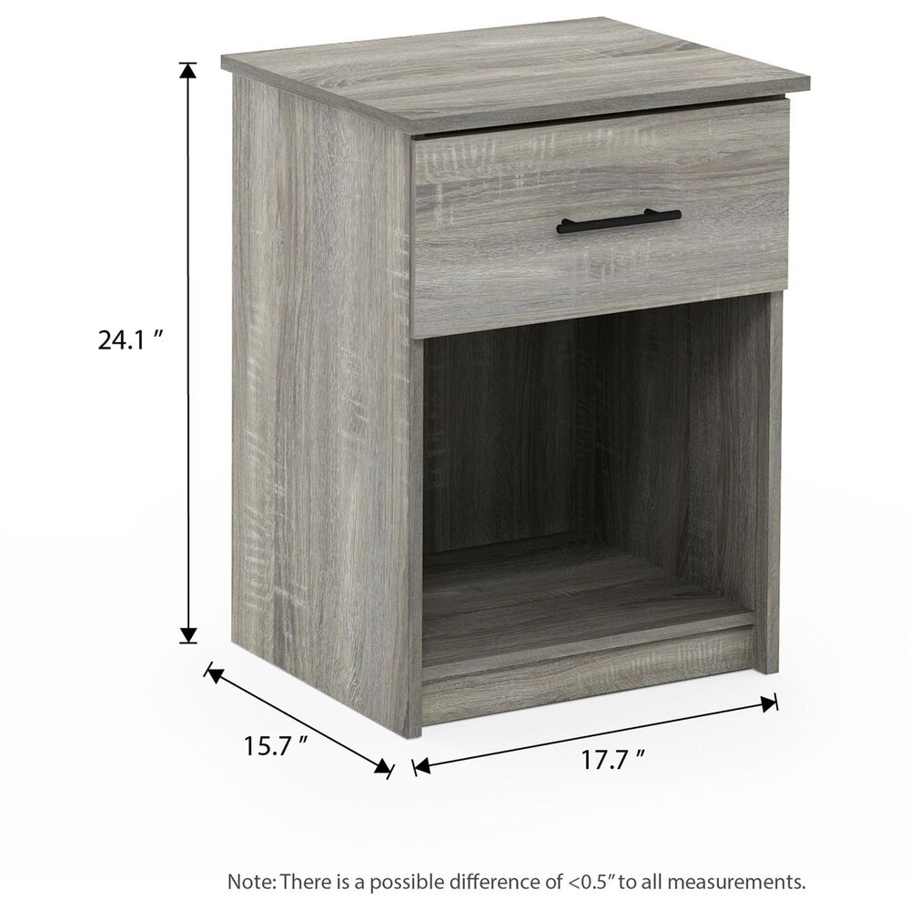 HOMLUX 1-Drawer Modern Nightstand with Bar Handle in French Oak Grey, , large