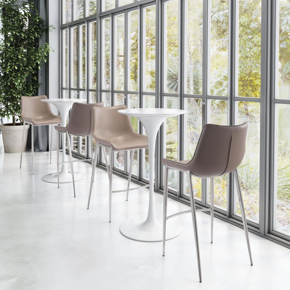Zuo Modern Magnus Bar Stool in Gray and Silver &#40;Set of 2&#41;, , large
