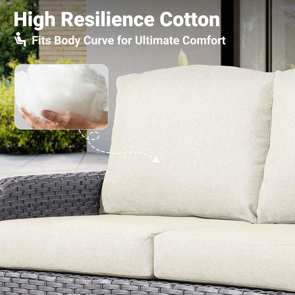 HOMLUX 4-Piece Patio Conversation Set with Grey Wicker in Beige, , large