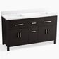 Kohler Kresla 60" Double Bathroom Vanity in Carbon Oak with 3 cm White Quartz Top and Rectangular Sinks, , large