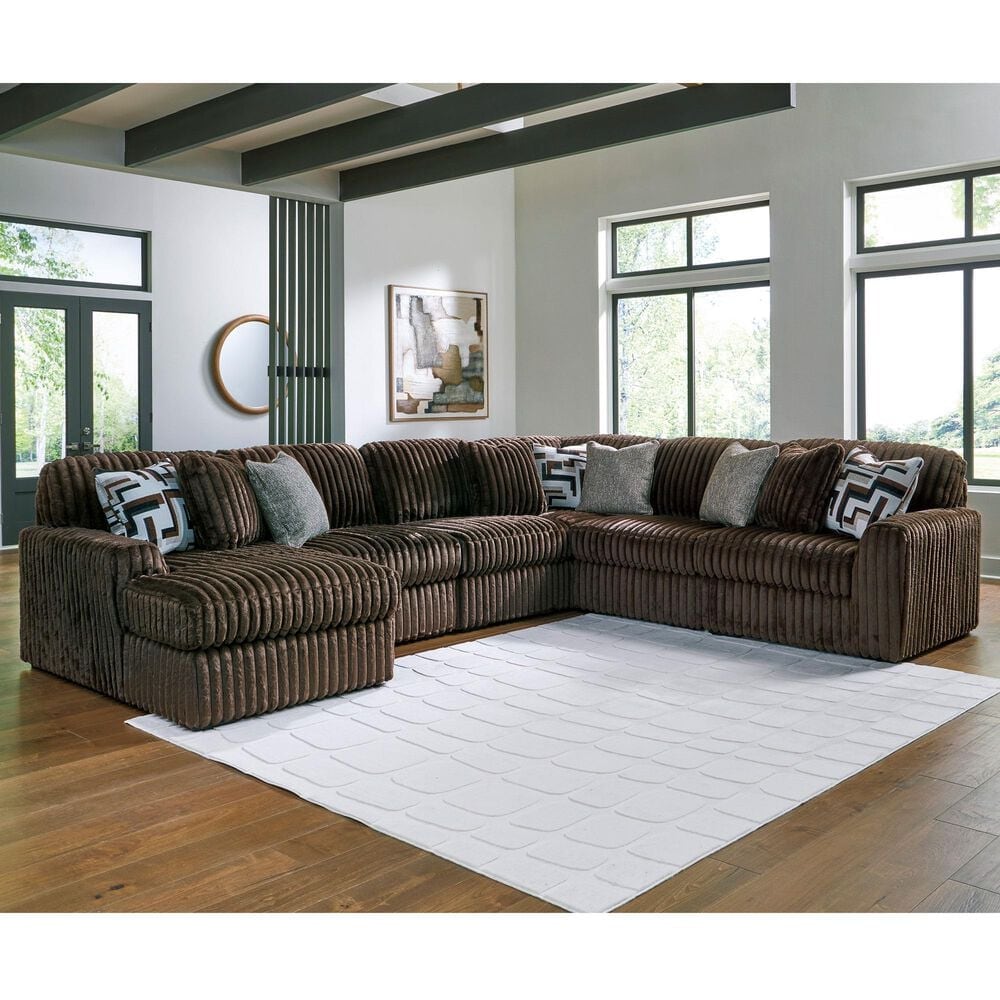Ashley Midnight-Madness 6-Piece Left Facing Sectional with Chaise in Chocolate, , large