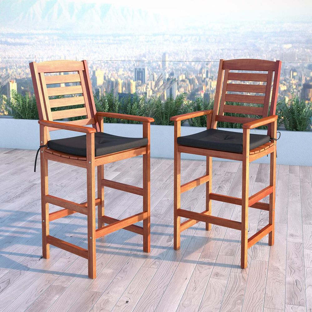 CorLiving Miramar Outdoor Bar Height Chair in Cinnamon Brown - Set of 2, , large