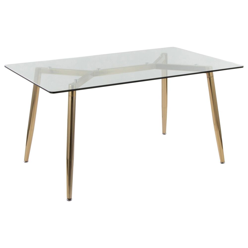 LumiSource Clara Dining Table in Gold and Clear - Table Only, , large