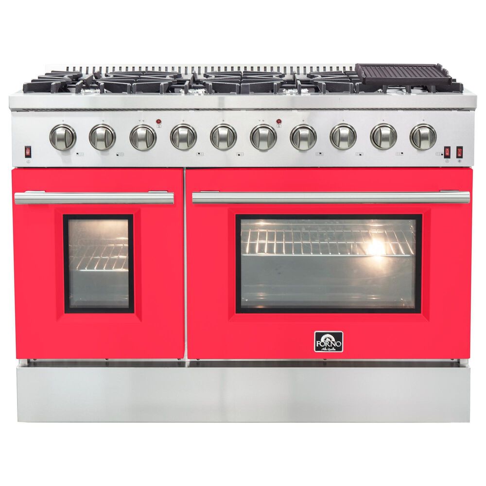 Forno Galiano 48" Freestanding Gas Range in Red and Stainless Steel, , large