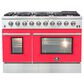 Forno Galiano 48" Freestanding Gas Range in Red and Stainless Steel, , large