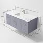 Lexora Home Geneva 48" Single Bathroom Vanity in Dark Grey with 2 cm White Cultured Marble Top and Rectangular Sink, , large