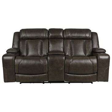 Interlochen Leather Power Reclining Console Loveseat in Boston Charcoal, , large