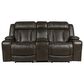 Interlochen Leather Power Reclining Console Loveseat in Boston Charcoal, , large