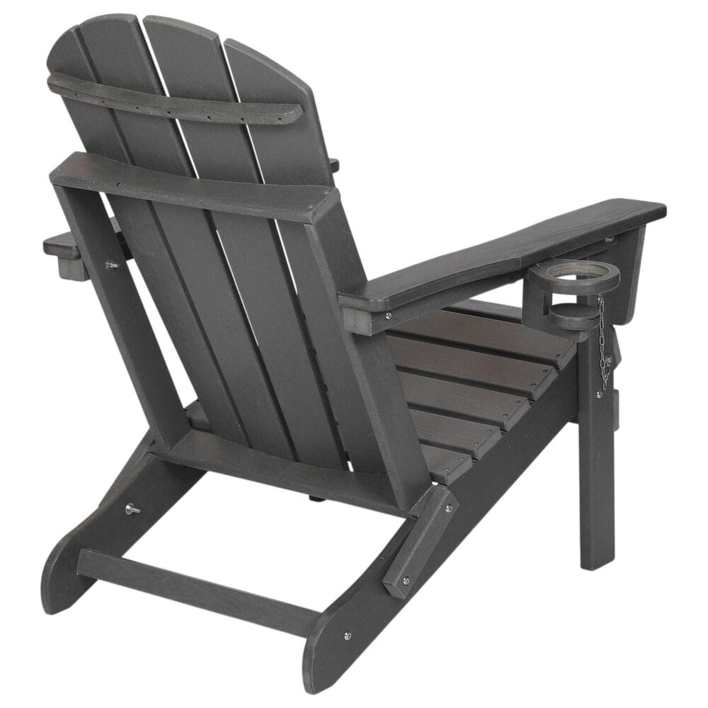 Hearth and Haven 34" Outdoor Folding Adirondack Chair with Cup Holder in Gray, , large