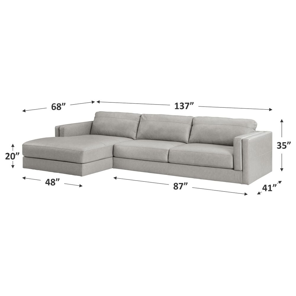 Ashley 2-Piece Leather Sofa with Chaise in Glacier, , large