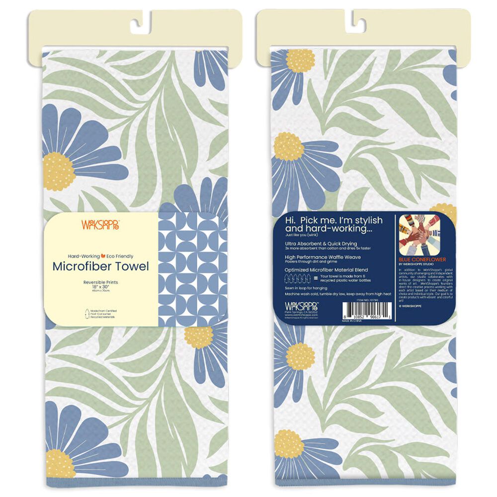 Werkshoppe Coneflower Microfiber Towel in Blue, , large