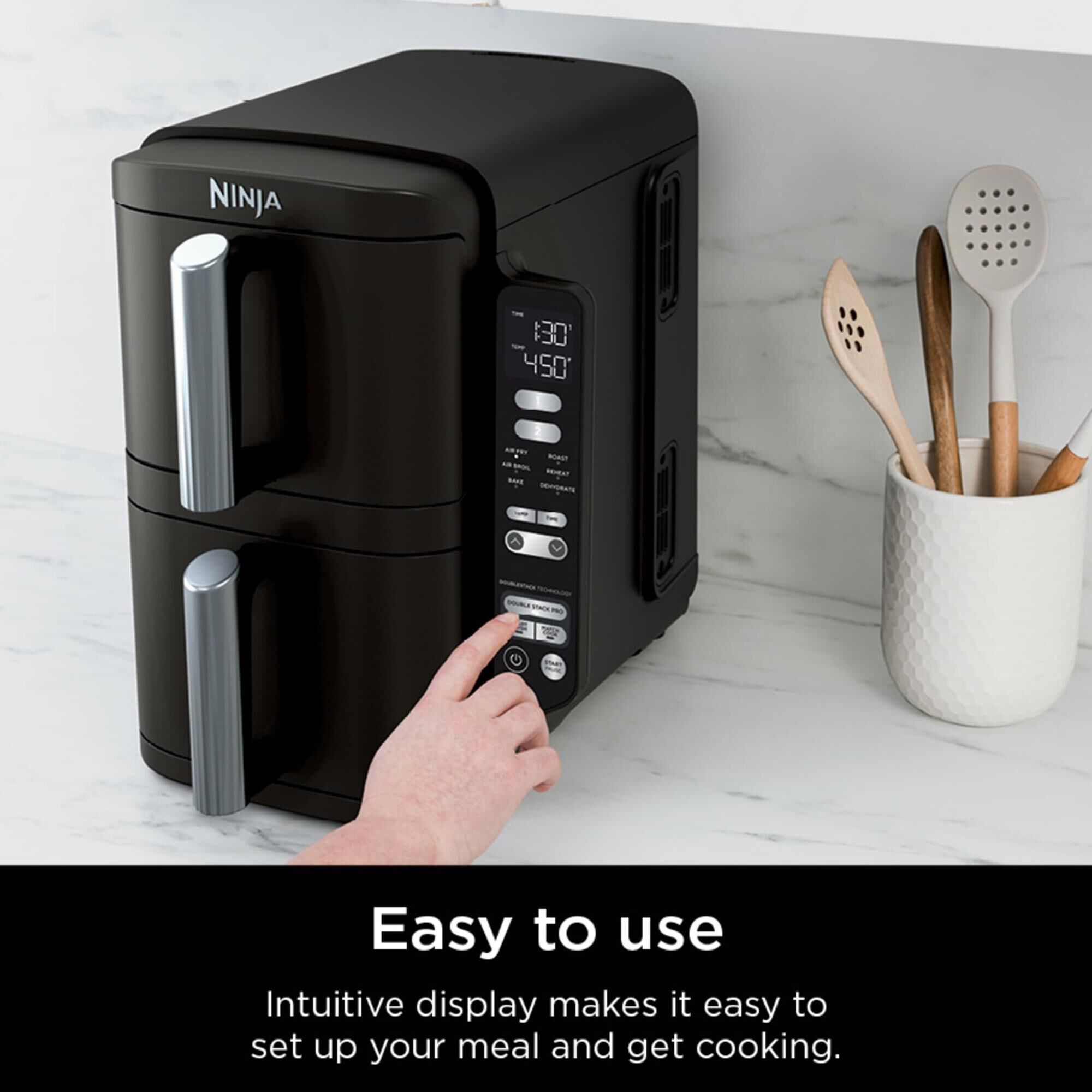 Ninja 8 Qt. 6-in-1 Air Fryer with 2-Basket in Pantone Black