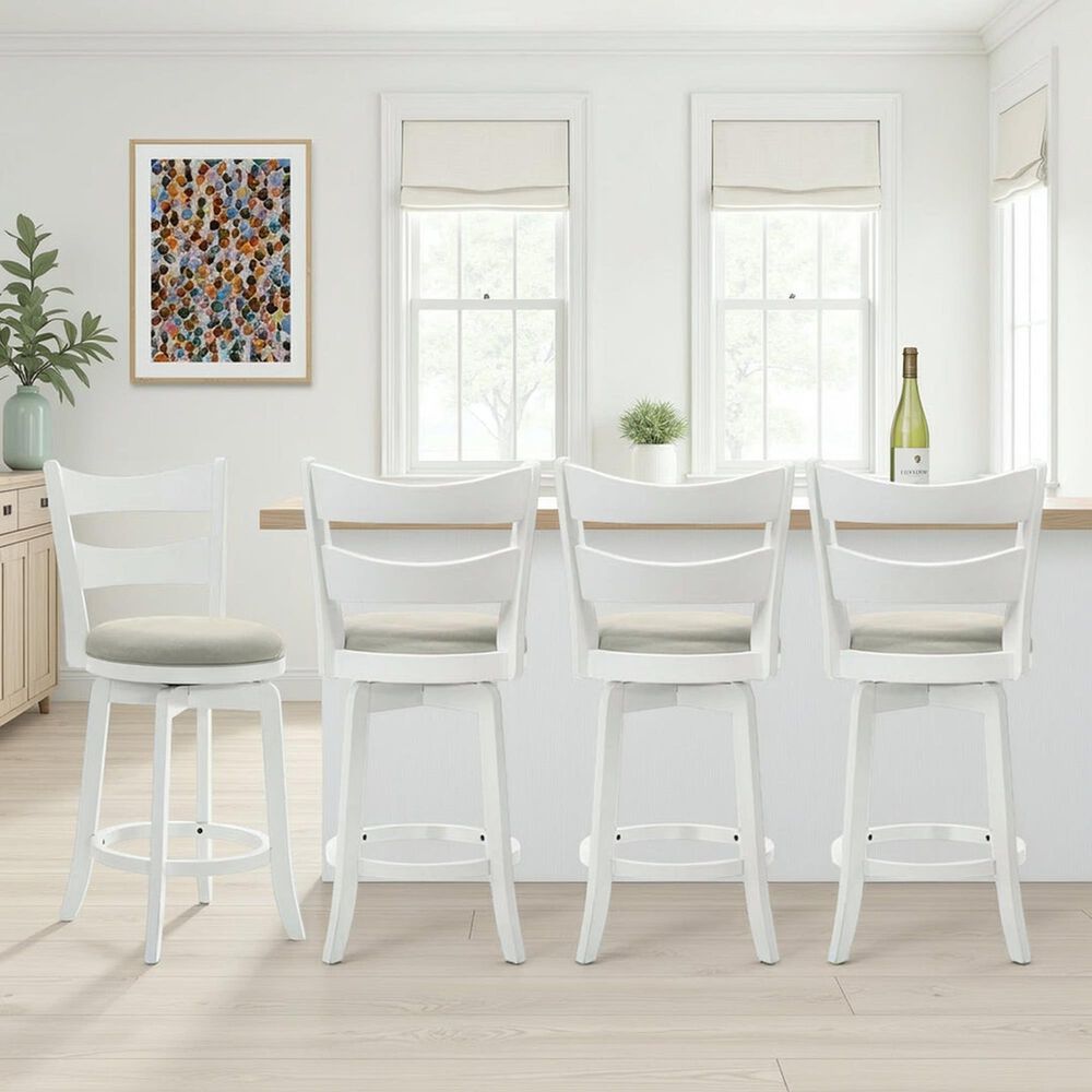 Armen Living Blair 30" Swivel Bar Stool in Matte White, , large
