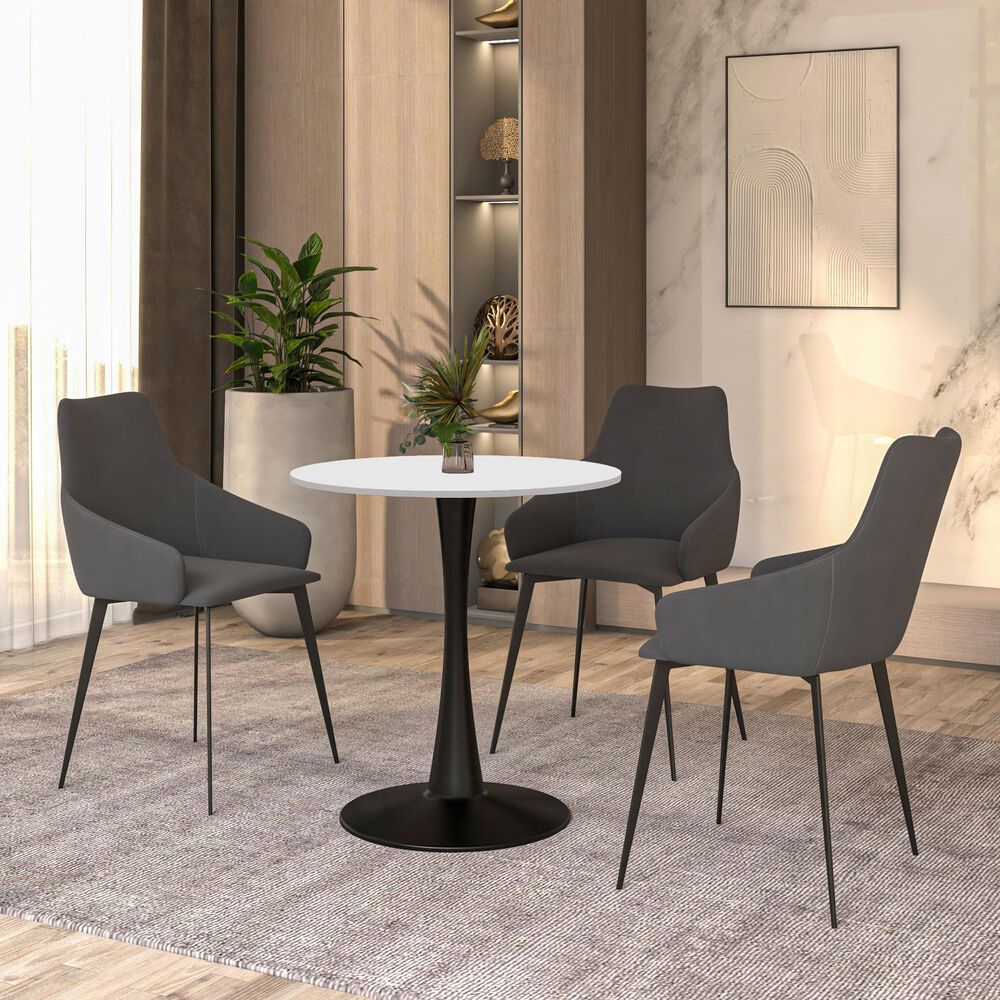 Leisuremod Bristol 27&quot; Round Dining Table with MDF Top in Black and White - Table Only, , large