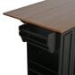 HOMLUX 54" Mobile Kitchen Island with Glass Door Storage in Walnut and Black, , large