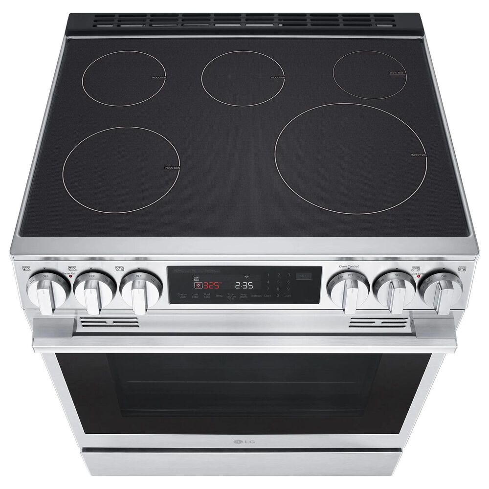 LG 2-Piece Kitchen Package with 6.3 Cu. Ft. Smart Slide-In Induction Range and 2.1 Cu. Ft. Smart Over-the-Range Microwave in Printproof Stainless Steel, , large