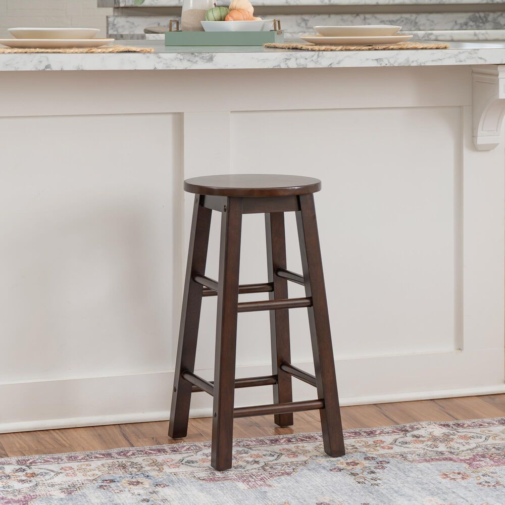 Linon Home Decor Abby 24" Counter Stool in Walnut, , large