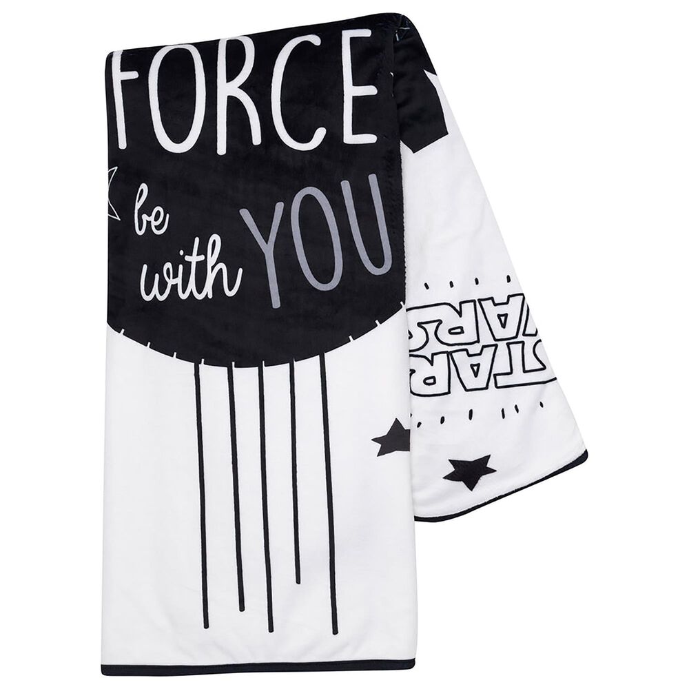 Lambs and Ivy Star Wars Millennium Falcon Soft Sherpa Baby Blanket in Black and White, , large
