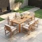 HOMLUX 7-Piece Patio Dining Set with 69" Rectangular Light Teak Table and Umbrella Hole in Beige, , large