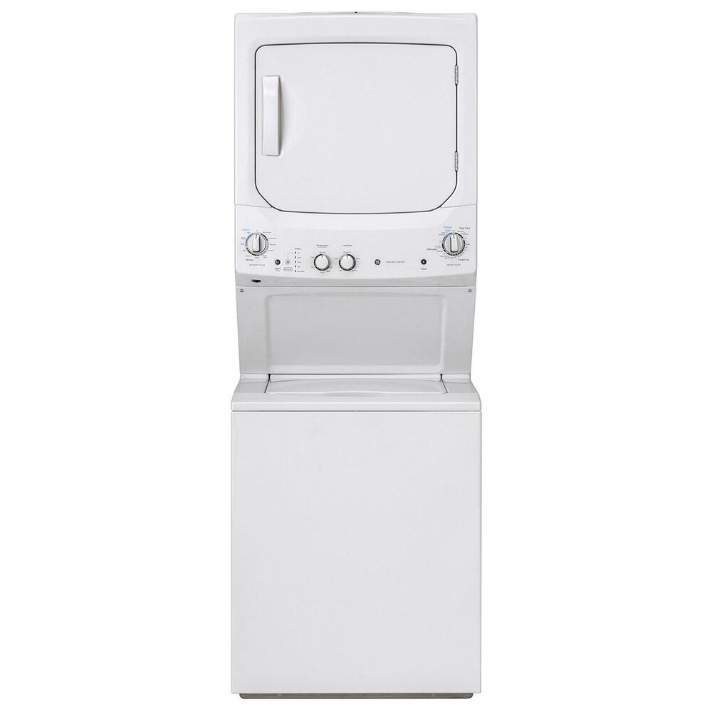 GE Appliances Unitized Spacemaker Electric Stack Laundry in White, , large