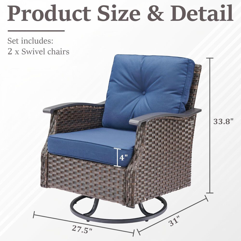 Sunwell Garden 5-Piece Patio Chat Set with Two Ottoman in Navy, , large