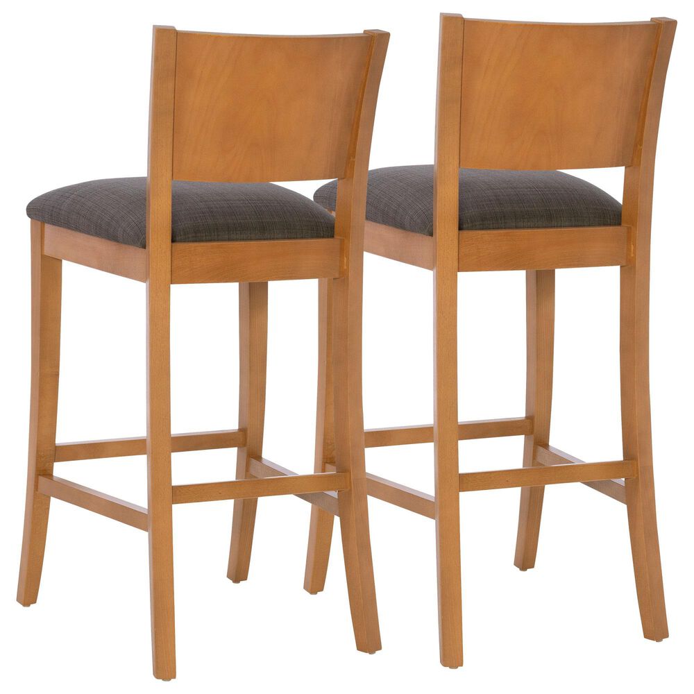 Linon Home Decor Talabis Bar Stool with Grey Cushion in Brown (Set of 2), , large