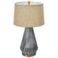Teak Interiors Abode Ceramic Table Lamp with Linen Shade in Blue Reactive Glaze, , large