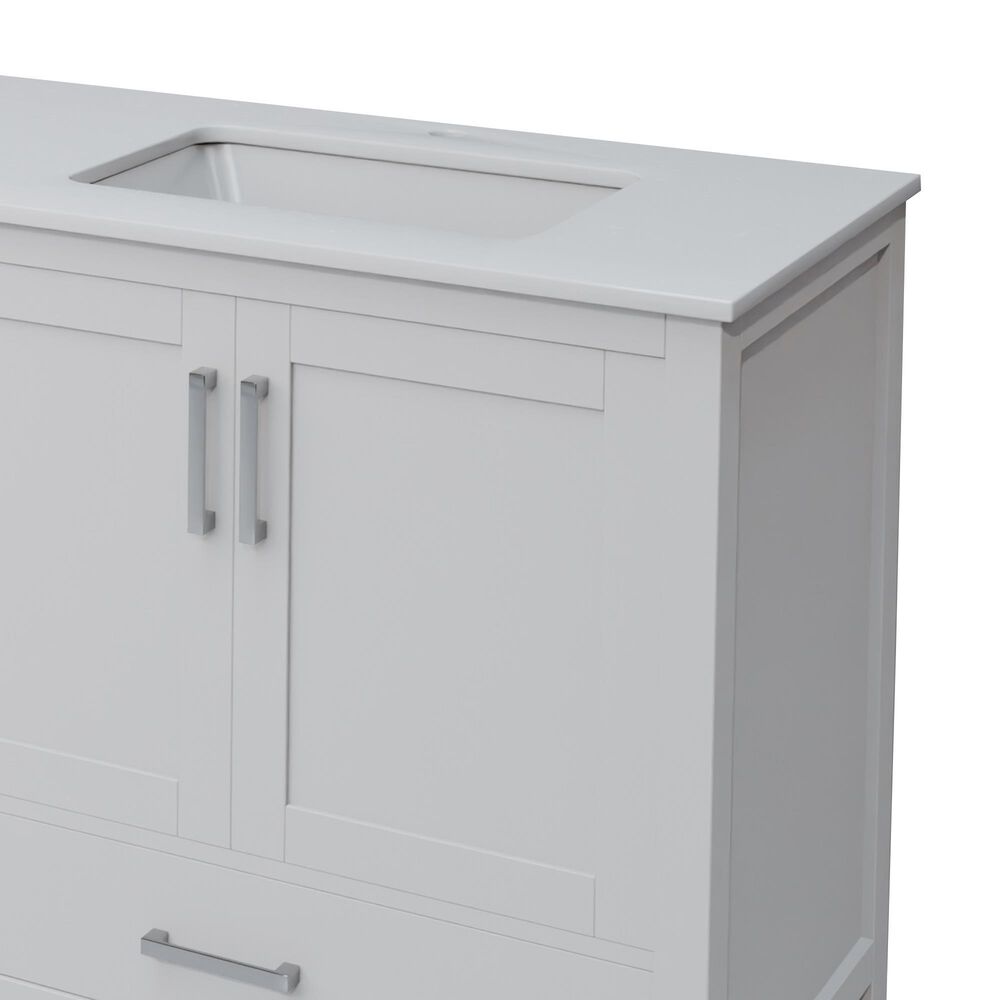 Lexora Home Jacques 80" Double Bathroom Vanity in White with 2 cm White Quartz Top and Rectangular Sinks, , large