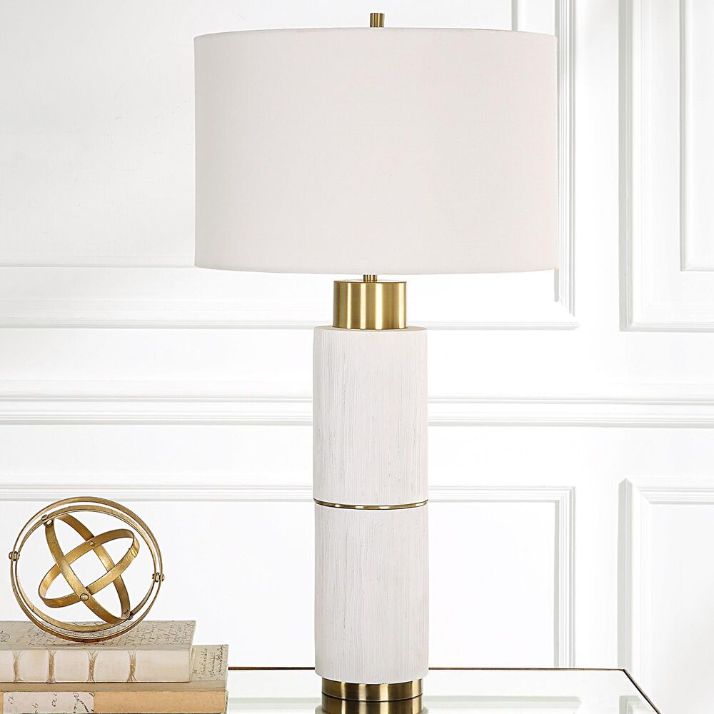 Uttermost Ruse Table Lamp in Whitewashed and Brushed Brass, , large
