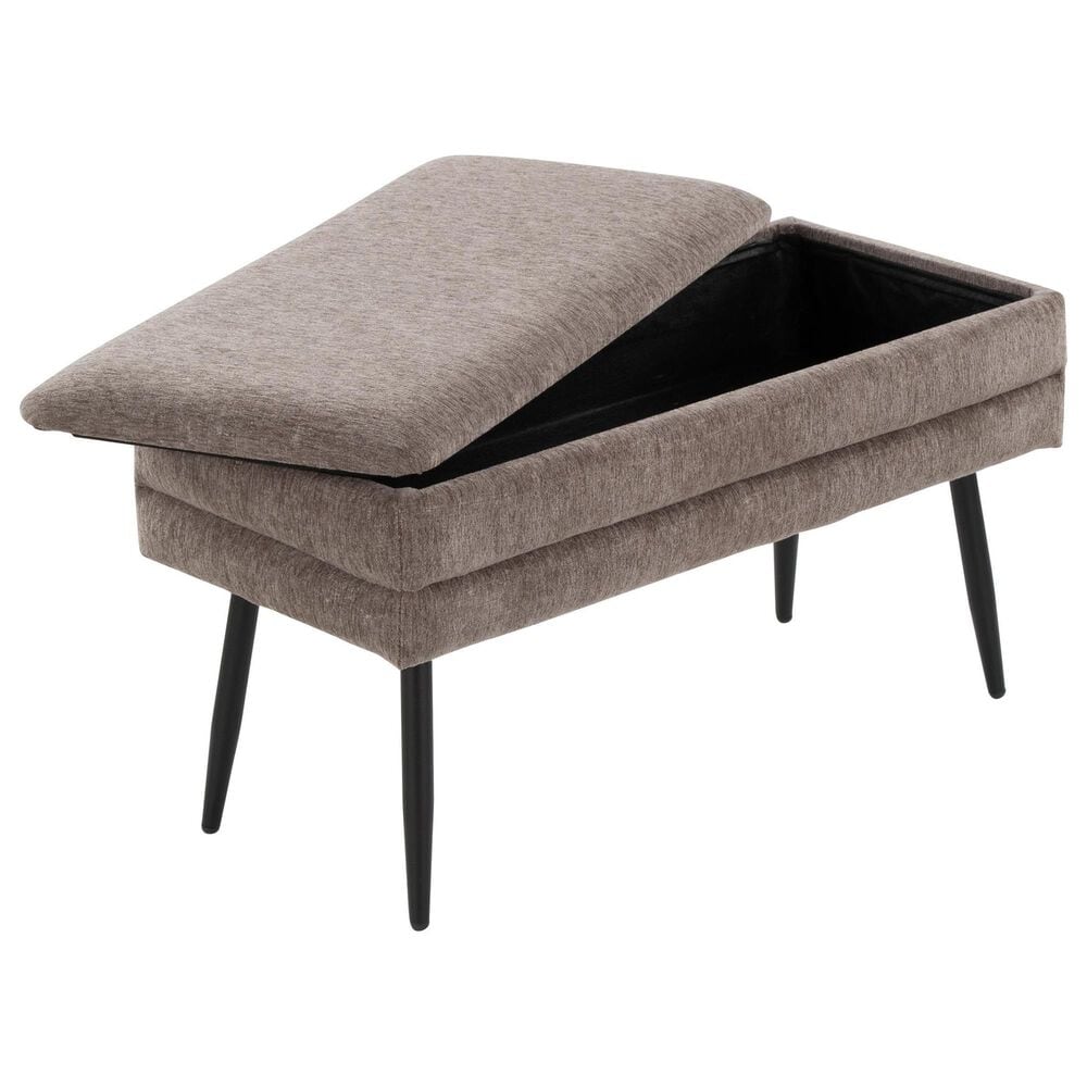 Lumisource Neapolitan Storage Bench with Brown Cushion in Black, , large