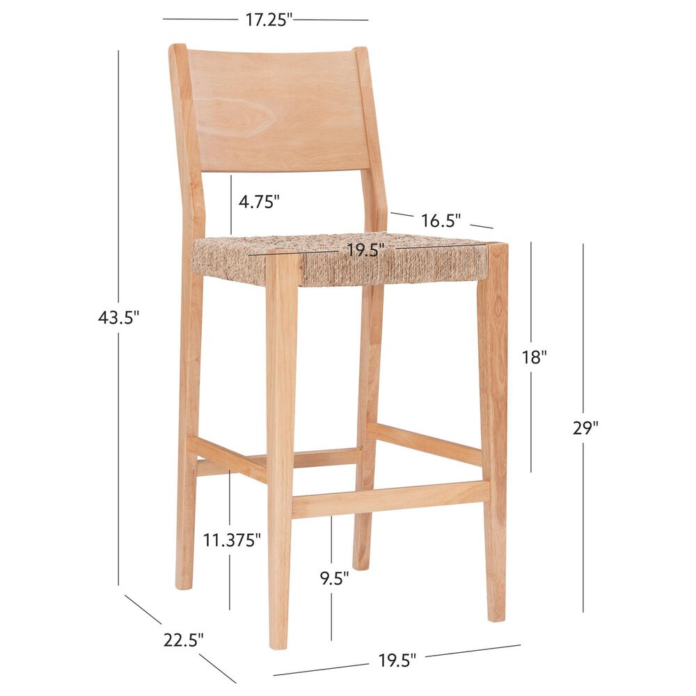 Linon Home Decor Cadence Bar Stool in Natural (Set of 2), , large