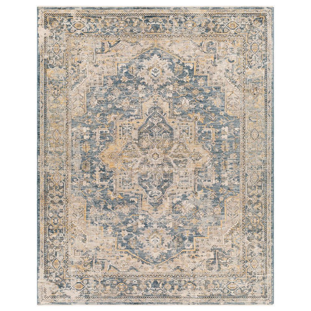 Surya Aspendos APS-2323 10" x 13"11" Teal, Mustard, Black, Medium Gray, Charcoal and Light Beige Area Rug, , large