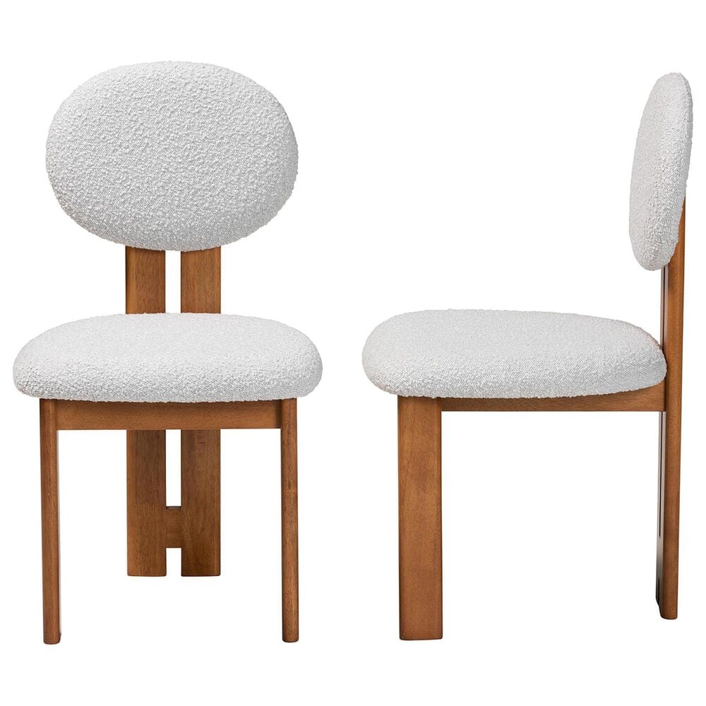 Baxton Studio Kacela Side Chair with Light Grey Cushion in Walnut Brown (Set of 2), , large