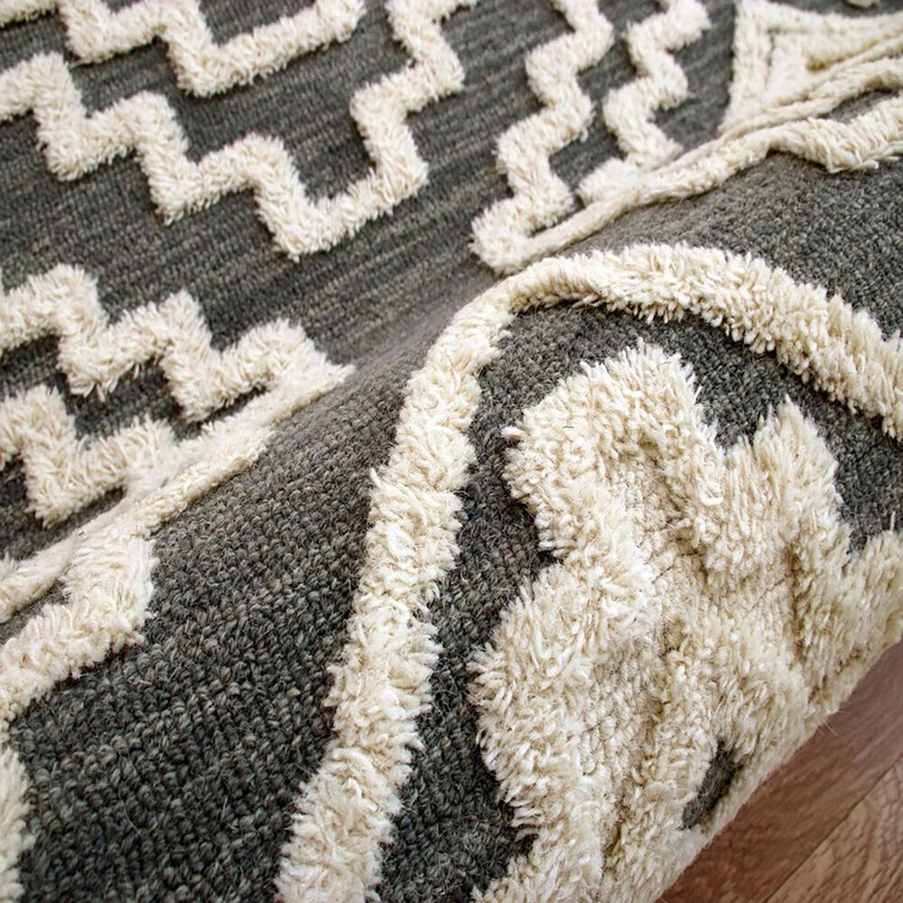 L&amp;R Resources Sinuous Scandinavian 4&#39; Round Gray and Cream Area Rug, , large