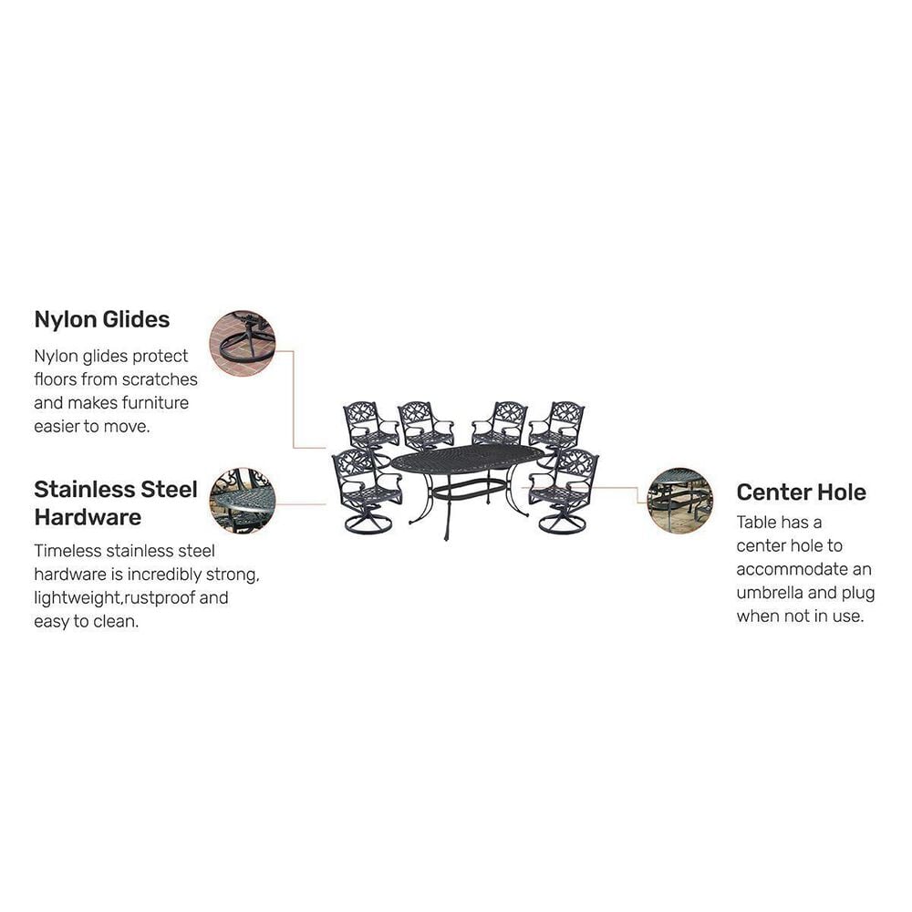 Homestyles Sanibel 7-Piece Outdoor Swivel Dining Set without Cushions in Black, , large