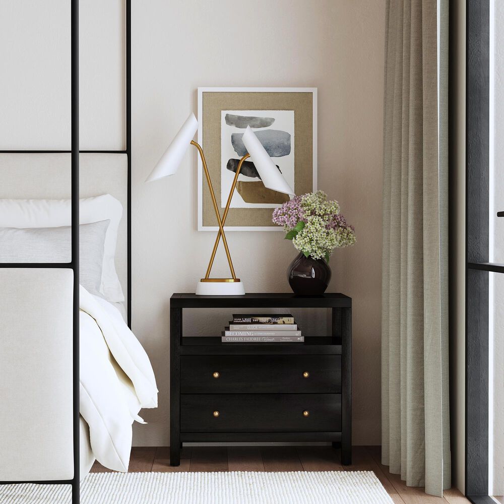 Butler Specialty Company Nora 2-Drawer Wide Nightstand with Open Shelf in Coffee Brown, , large