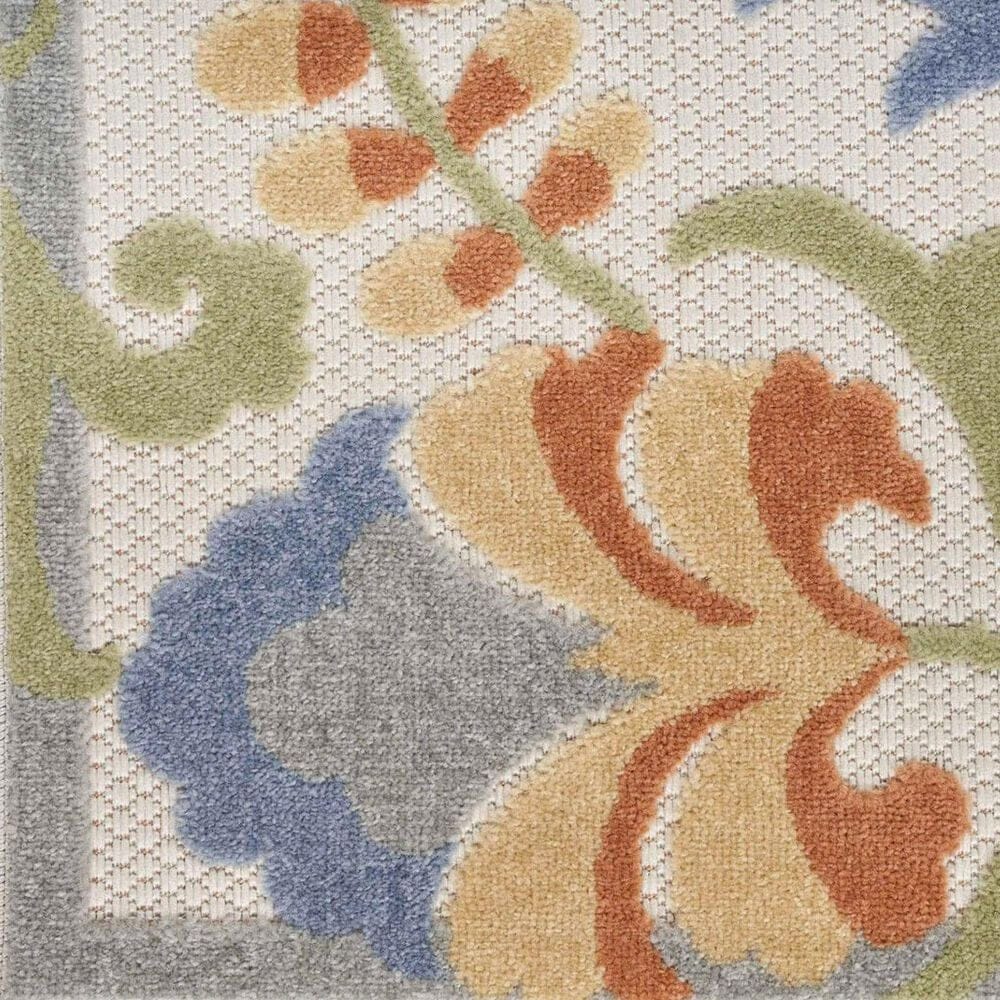 Nourison Aloha ALH17 2&#39; x 6&#39; Ivory and Blue Indoor/Outdoor Runner, , large