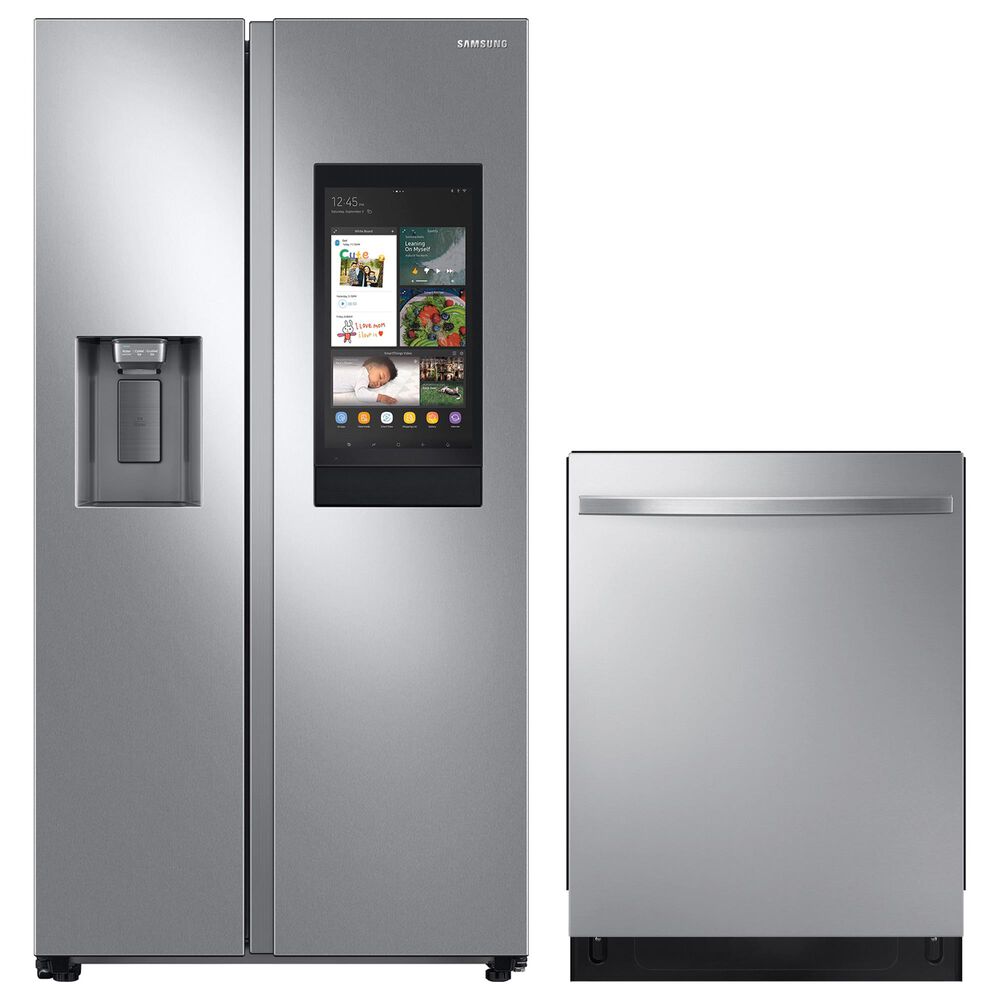 Samsung 2-Piece Kitchen Package with 26.7 Cu. Ft. Side-By-Side Refrigerator and Top Control Dishwasher in Stainless Steel, , large