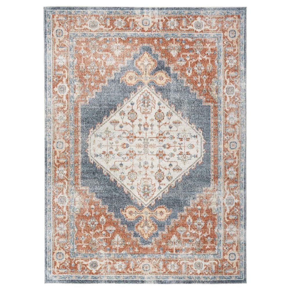 Nourison Astra Machine Washable ASW11 9" x 12" Denim and Multicolor Area Rug, , large