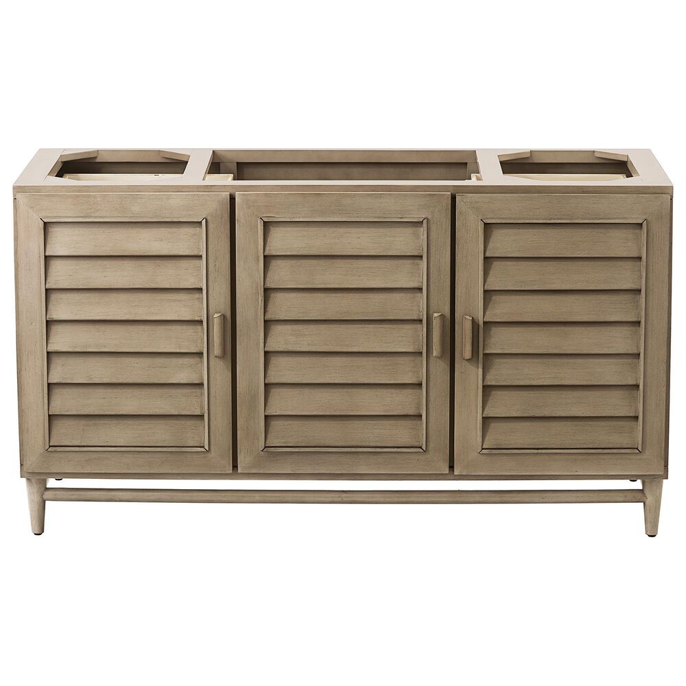James Martin Vanities Portland 48&quot; Single Bathroom Vanity in Whitewashed Walnut with 3 cm Lime Delight Quartz Top and Rectangular Sink, , large