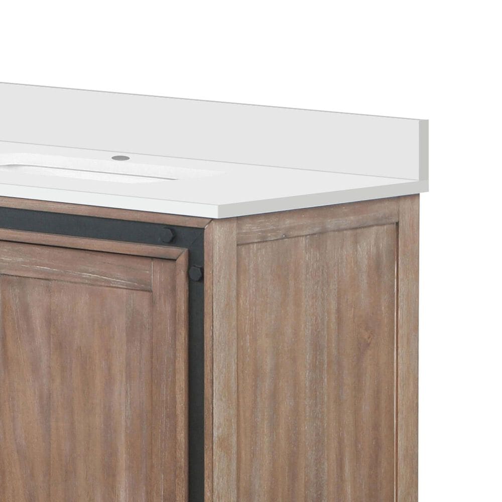 Lexora Home Ziva 80&quot; Double Bathroom Vanity in Rustic Barnwood with 2 cm White Quartz Top and Rectangular Sinks, , large
