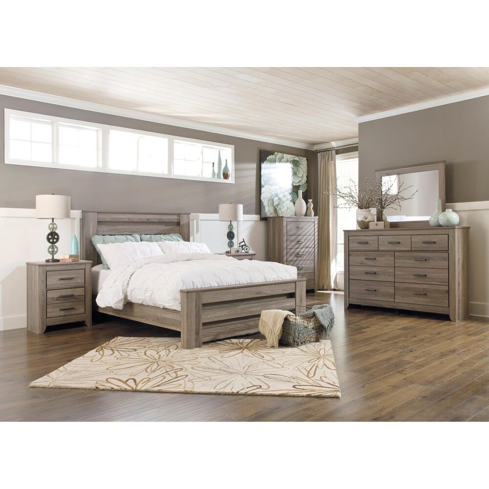 Ashley Zelen Queen Poster Headboard in Warm Gray, , large