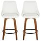 LumiSource Diana 26" Swivel Counter Stool with White Faux Leather Upholstery in Walnut and Black (Set of 2), , large