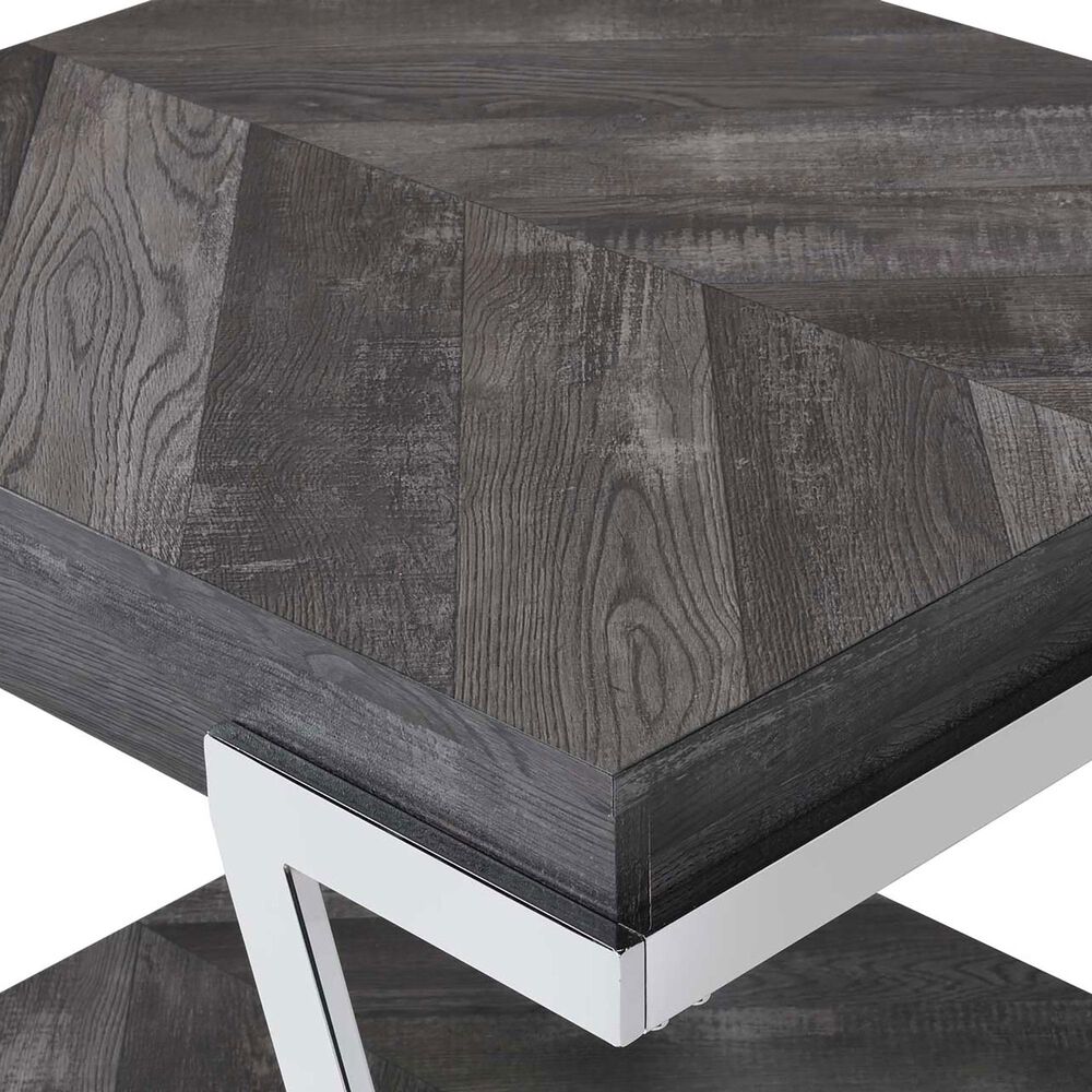 Steve Silver Roma End Table in Shadow Grey and Chrome, , large