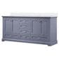 Lexora Home Dukes 72" Double Bathroom Vanity in Dark Grey with 2 cm White Cultured Marble Top and Rectangular Sinks, , large