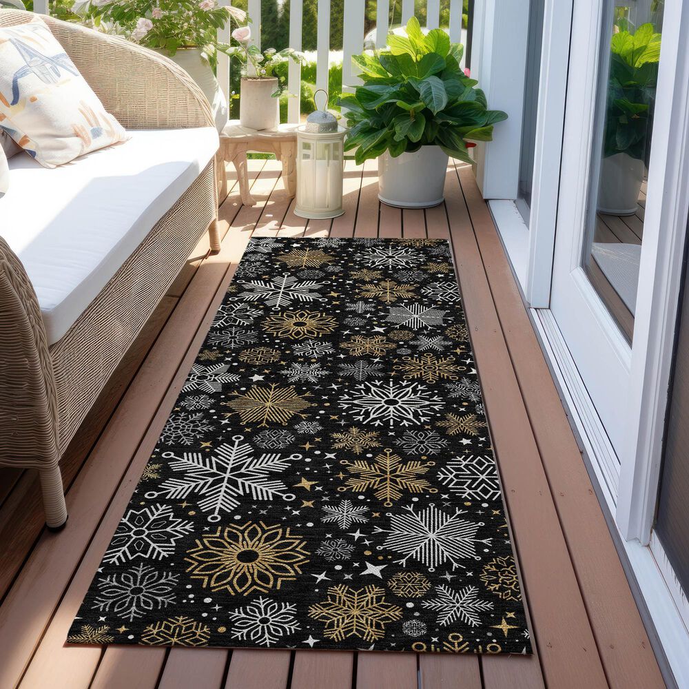 Dalyn Rug Company Wonderland WN31 2&#39;3&quot; x 7&#39;6&quot; Black Indoor/Outdoor Runner, , large