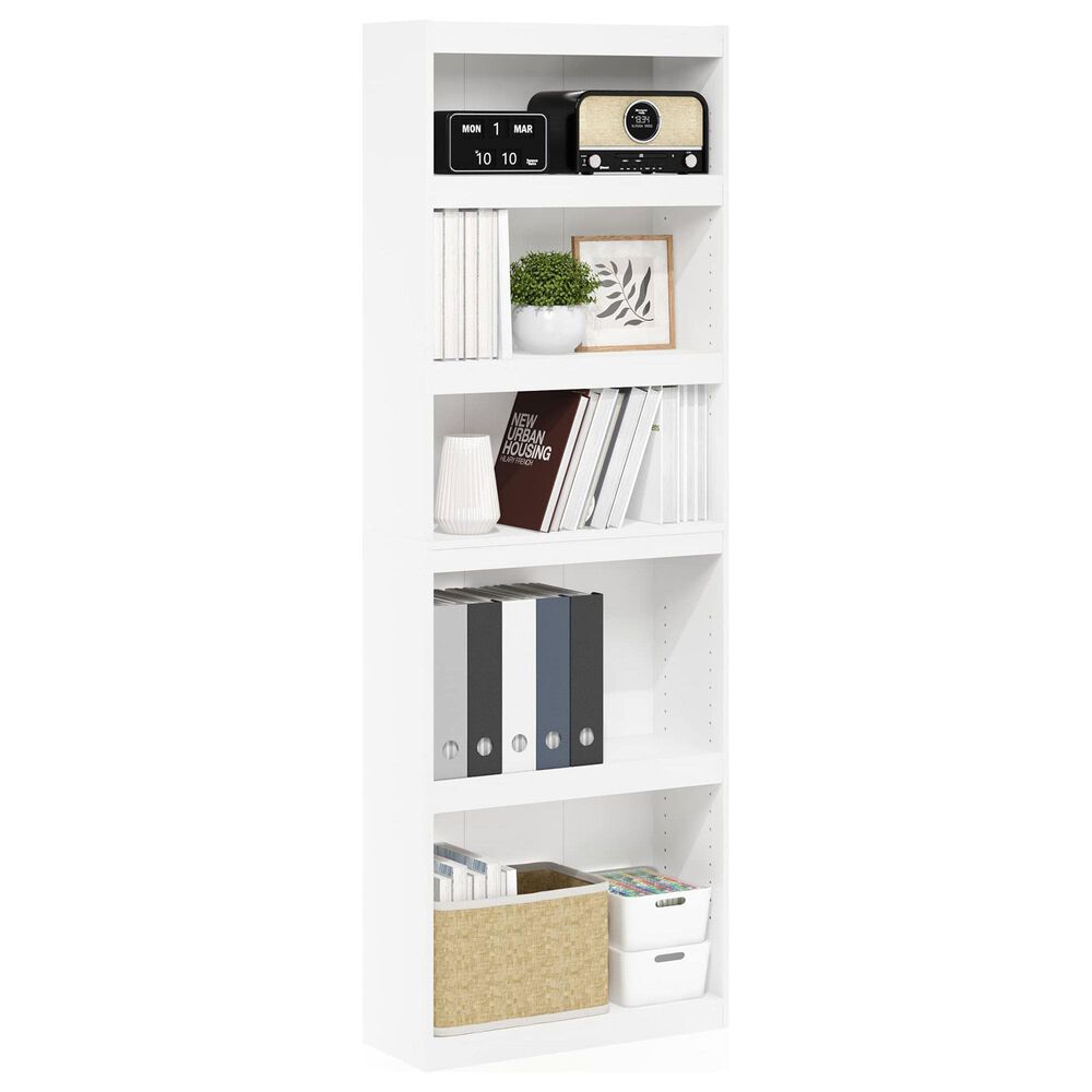 HOMLUX Enhanced Home 5-Tier Shelf Bookcase in White, , large