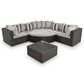 HOMLUX 7-piece Outdoor Conversation Set with Black Wicker in Light Gray, , large